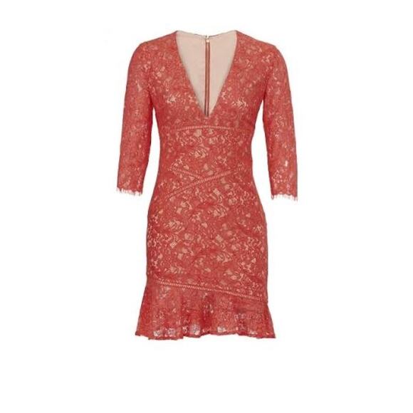 Stylestalker Ari Red Lace V Neck Half Sleeve Sheath‎ Mini Dress Size Medium - Picture 3 of 9